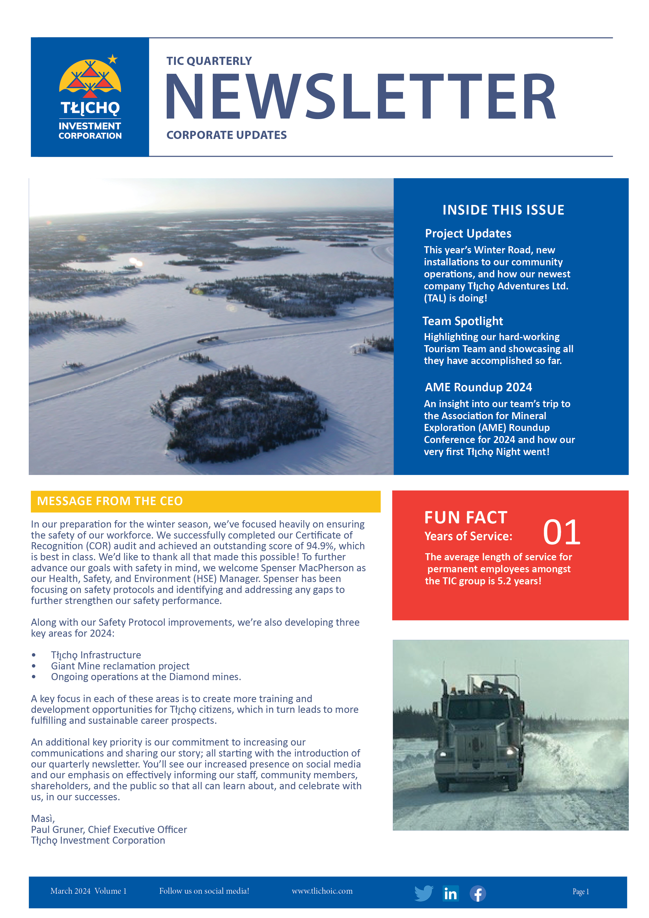First page of the newsletter
