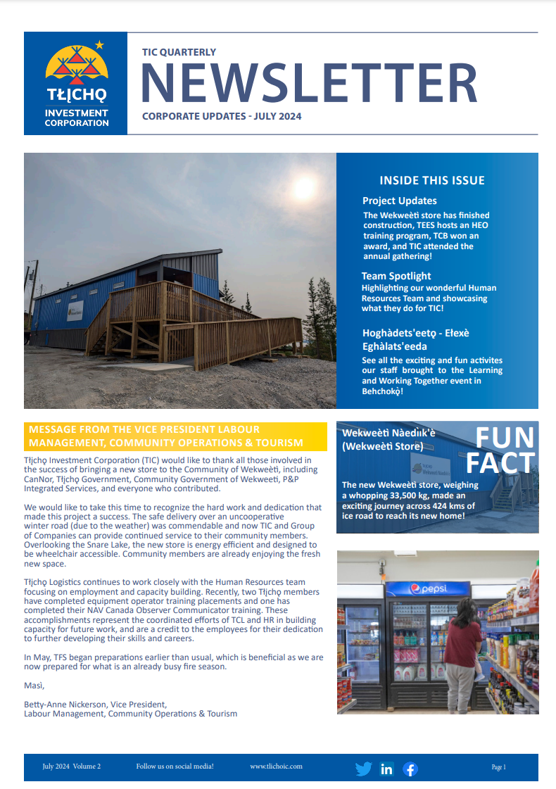 First Page of Newsletter