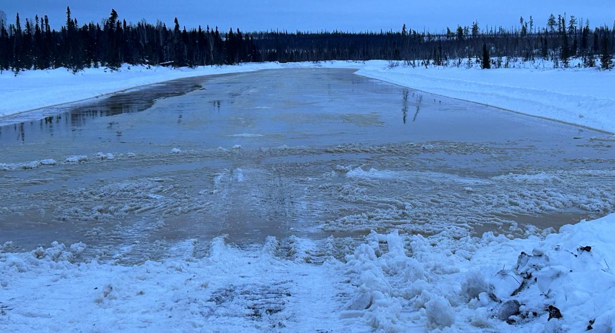 Photo of flooded ice road